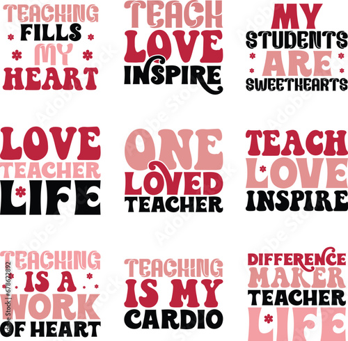 teacher retro svg design bundle and digital download