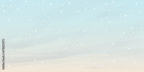 Snowfall with vanilla sky background vector illustration.
