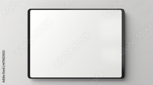 Tablet with a blank screen on a light solid background