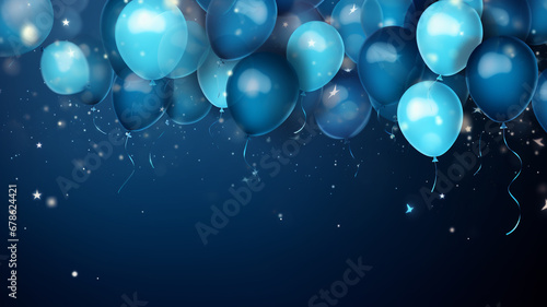 Celebration banner with blue balloons.