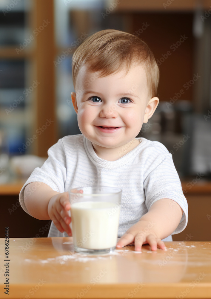 small cheerful smiling child drinks milk at the table, baby formula, nutrition, food, kitchen, kid eating, infant, newborn, house, emotional portrait, glass, jar, facial expression, joy, meal, dinner small cheerful smiling child drinks milk at the table, baby formula, nutrition, food, kitchen, kid eating, infant, newborn, house, emotional portrait, glass, jar, facial expression, joy, meal, dinner
