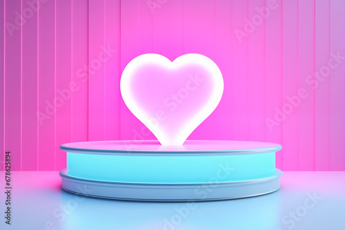 neon heart podium for showing product 