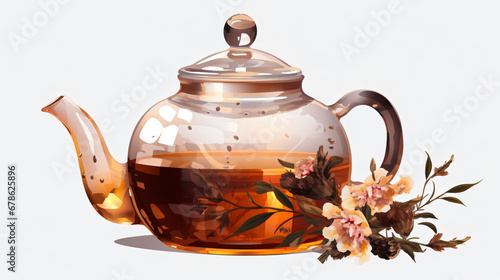 Teatime Delight Tea Pot on white Background
