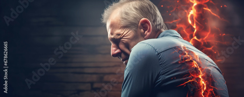 Abstract background of the old man with severe backpain. photo