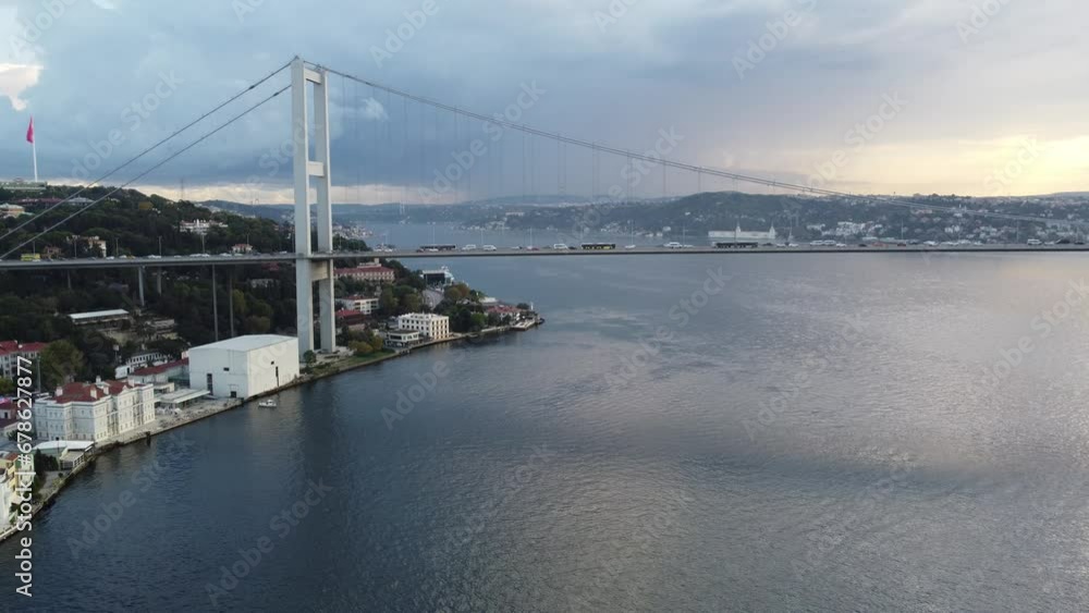 Aerial view of Istanbul European part and Bosporous with ferries Aerial view of Istanbul European part and Bosporous with ferries