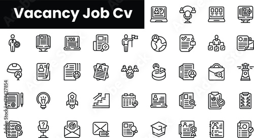 Set of outline vacancy job cv icons
