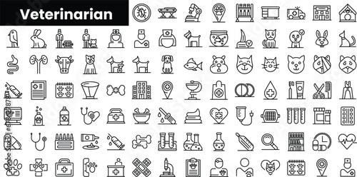 Set of outline veterinarian icons