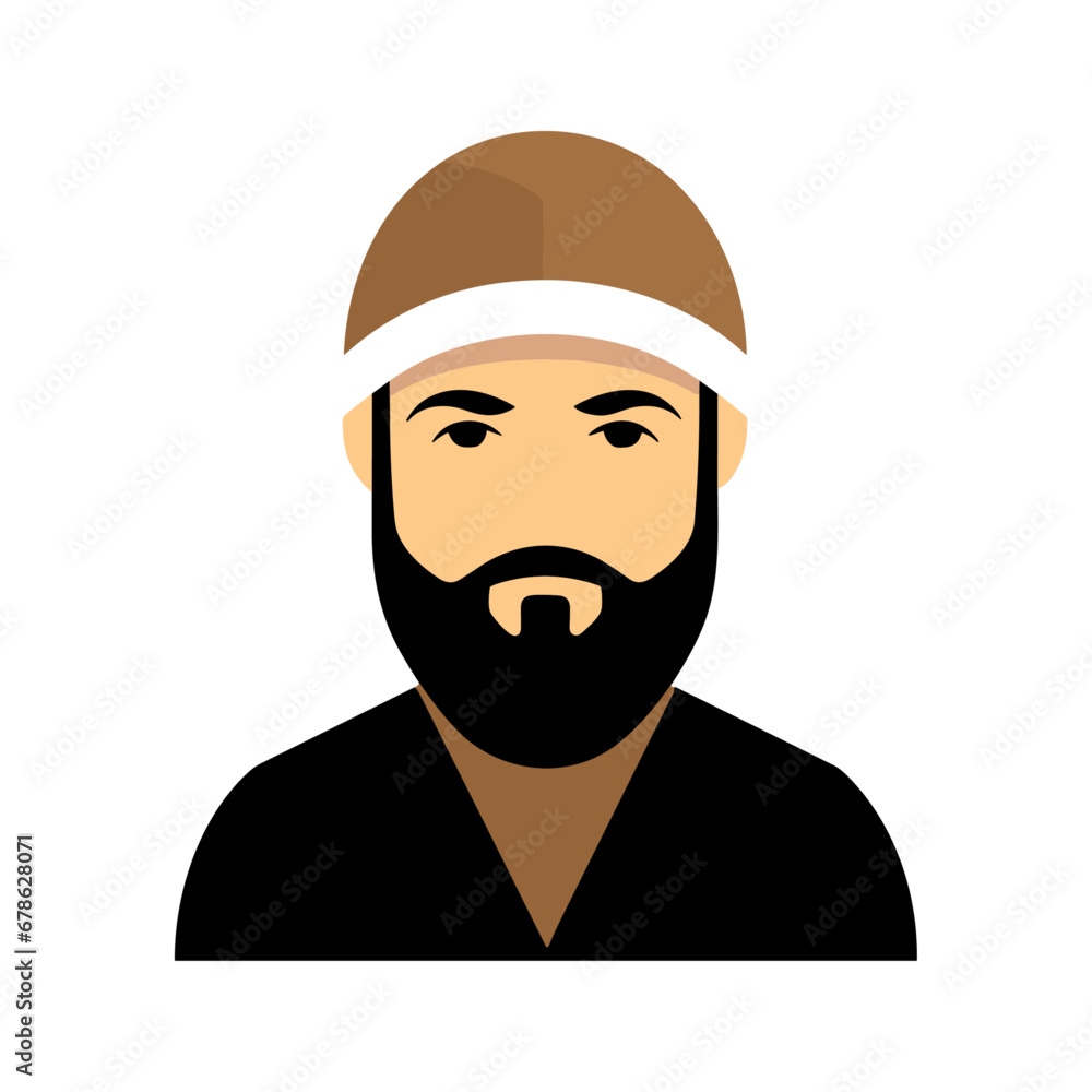 Vector muslim man avatar, vector arab people icon, saudi character minimalistic flat design isolated on white Vector muslim man avatar, vector arab people icon, saudi character minimalistic flat design isolated on white