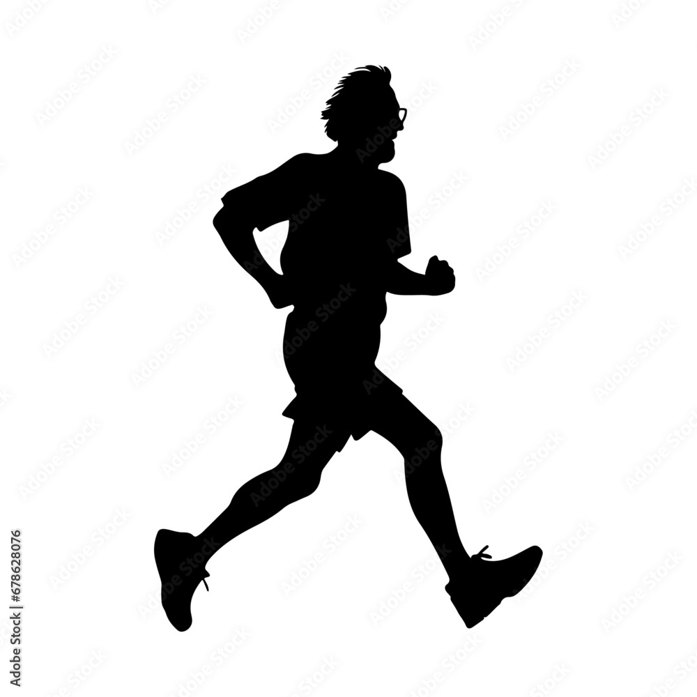 Vector silhouette Runners, Joggers, Sprinters Male. running old man isolated on white	