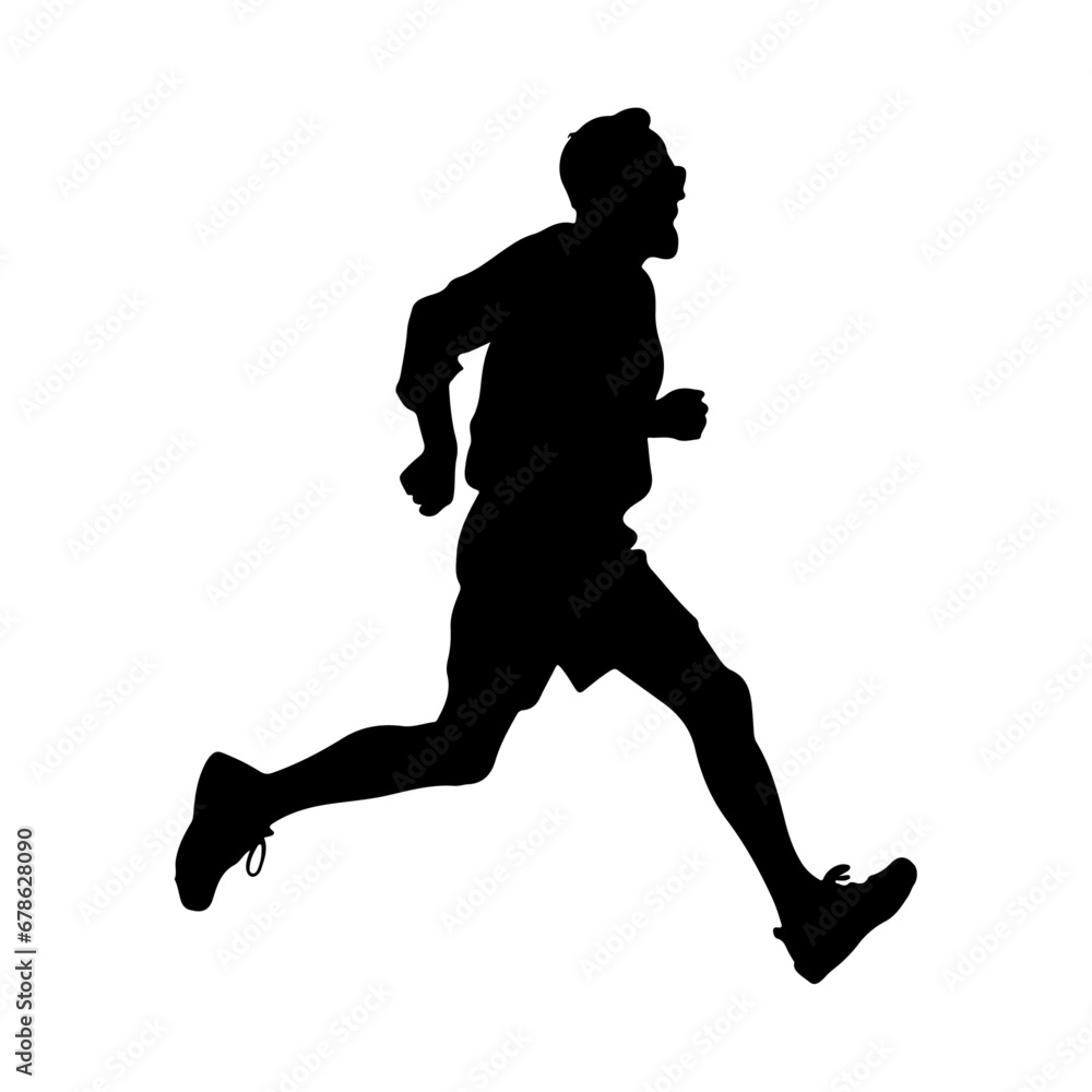 Vector silhouette Runners, Joggers, Sprinters Male. running old man isolated on white