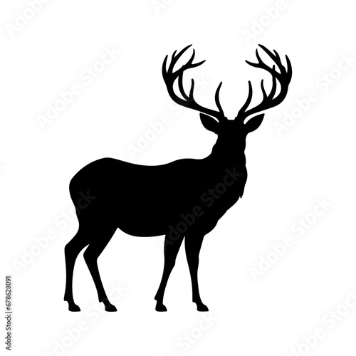 Logo Deer Elk Silhouette Hand Drawn Vector Illustration. Symbol Graphic Element  logo template isolated on a background