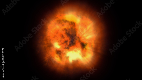 fire flame ball explosion in space, illustration