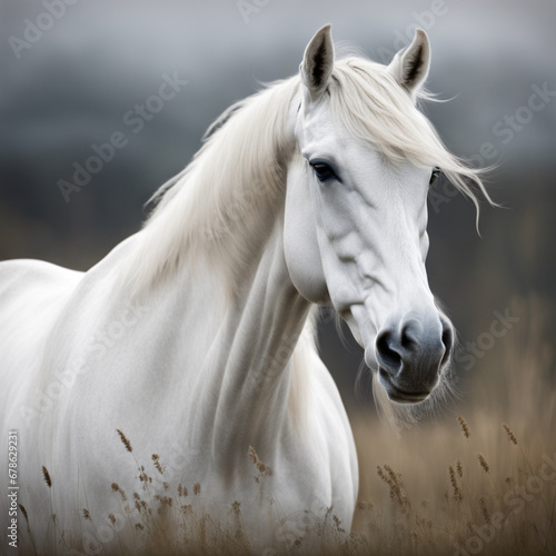 Portrait of a horse. Wild horse running in the wild