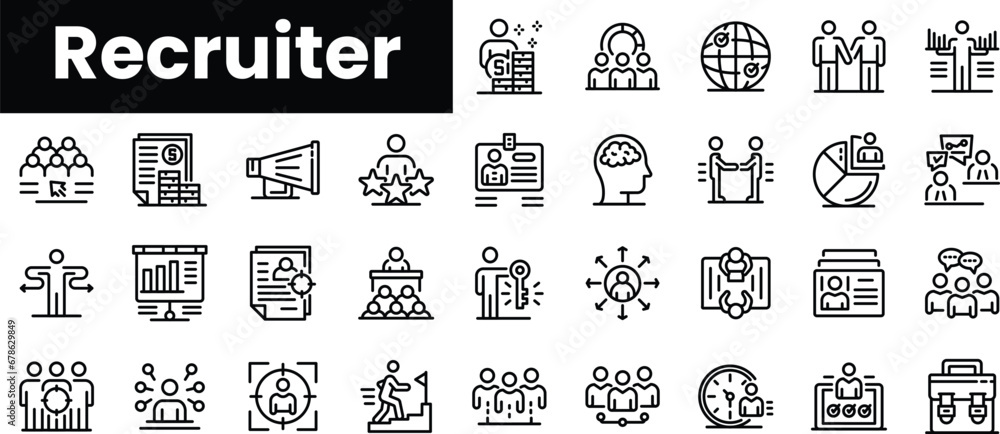 Set of outline recruiter icons
