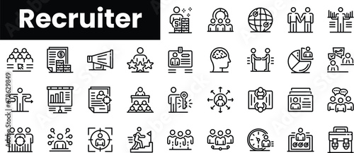 Set of outline recruiter icons