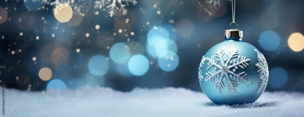 A Shimmering Blue Christmas Ornament Hanging From a Delicate String A Shimmering Blue Christmas Ornament Hanging From a Delicate String