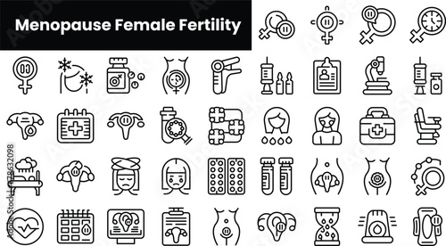 Set of outline menopause female fertility icons photo
