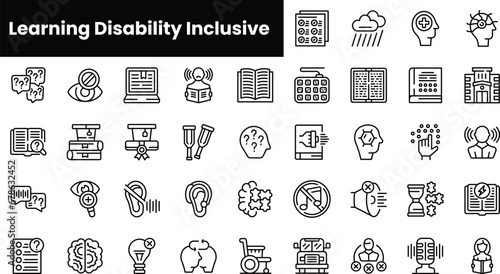 Set of outline learning disability inclusive icons
