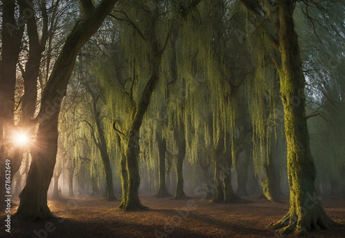 Whispering Willows: England's Sherwood Forest Twilight. photo