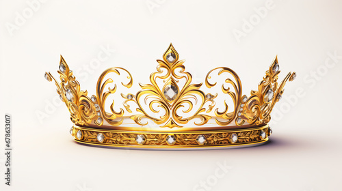 The golden crown on a white background By twilight