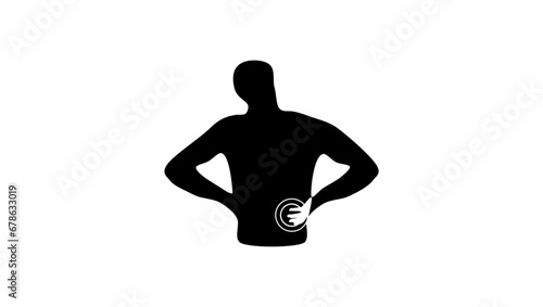 Backache, black isolated silhouette