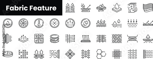 Set of outline fabric feature icons