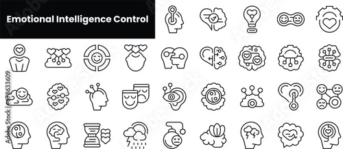 Set of outline emotional intelligence control icons