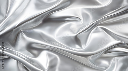  Shiny silver foil texture, grey metallic decorative background. Generative Ai. photo