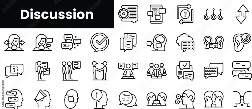 Set of outline discussion icons