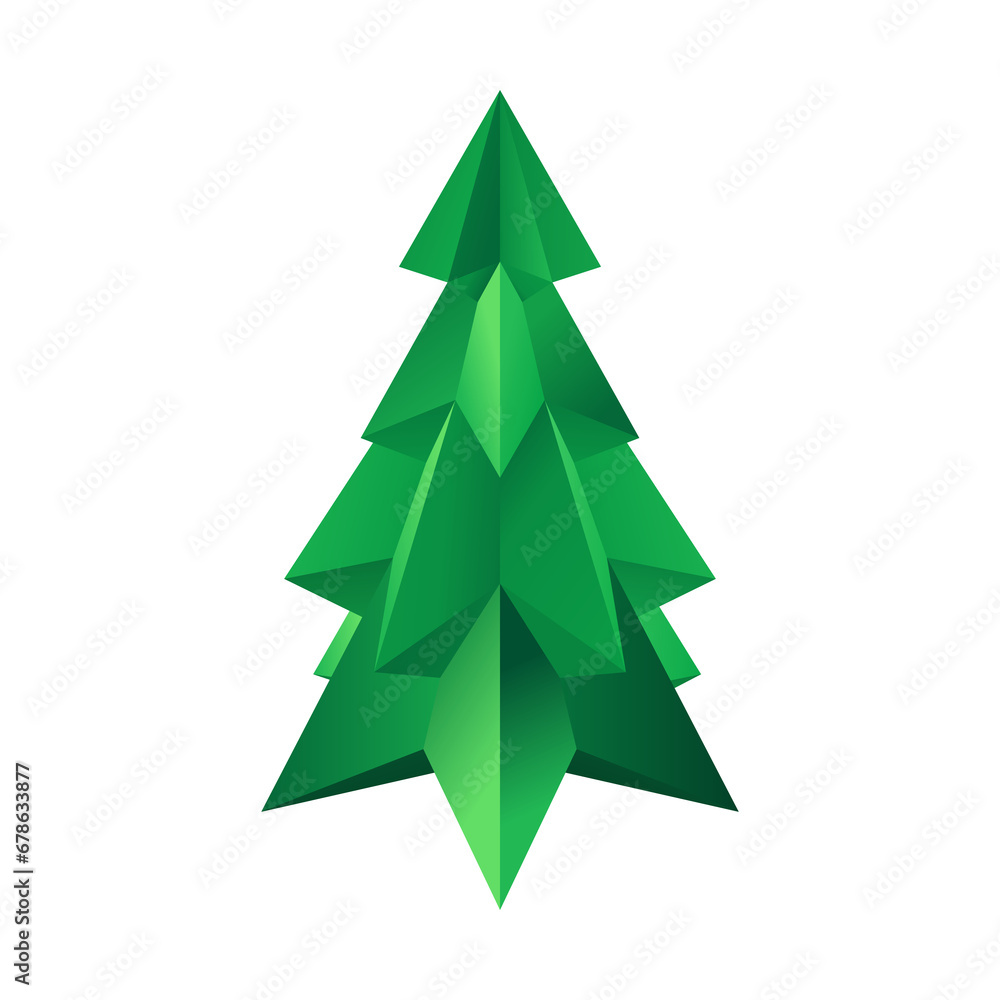 Green Christmas Tree. Geometrical triangle transparent