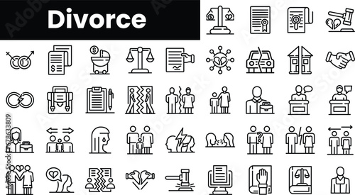 Set of outline divorce icons photo