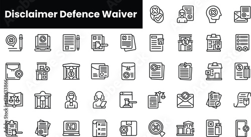 Set of outline disclaimer defence waiver icons photo