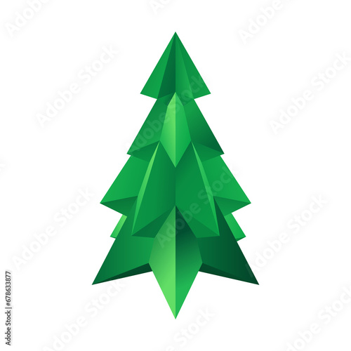 Green Christmas Tree. Geometrical triangle transparent
