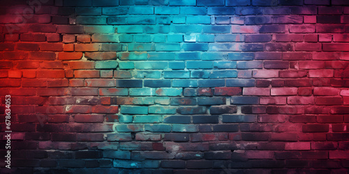 Glow Dark Bricks, Mural Background, Club Color, Glow Dark Bricks, Brick Wall Painted, Neon Brick Background, generative Ai