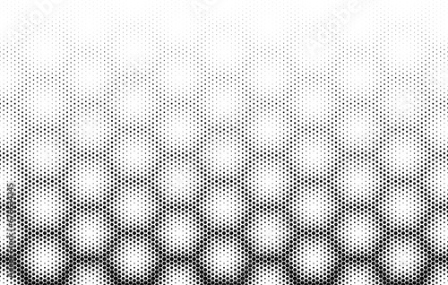 Halftone pattern Disappearing effect Average fade out Black and white. Hexagonal ornament