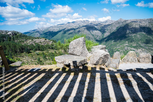 The viewpoint of Junceda, at an altitude of 915 meters, where entire valley of the Geres river can be seen, mountains on the background photo