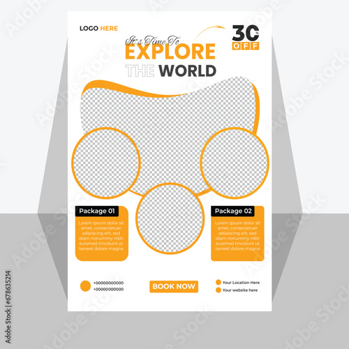 ravel flyer or poster brochure design layout.tour flyer,Vacation travel brochure flyer design template.Template design for a modern travel flyer
