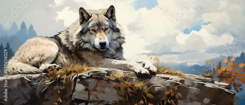 The wolf is relaxing