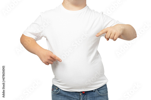 PNG,smiling young man with down syndrome in a white t-shirt poses for the camera,isolated on white background