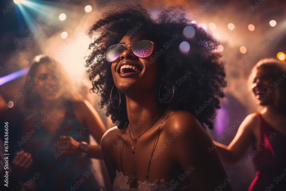 A woman having a good time at the night club A woman having a good time at the night club