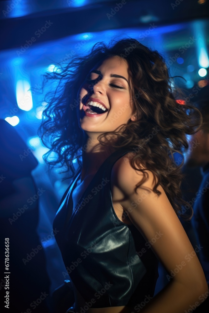 A woman having a good time at the night club