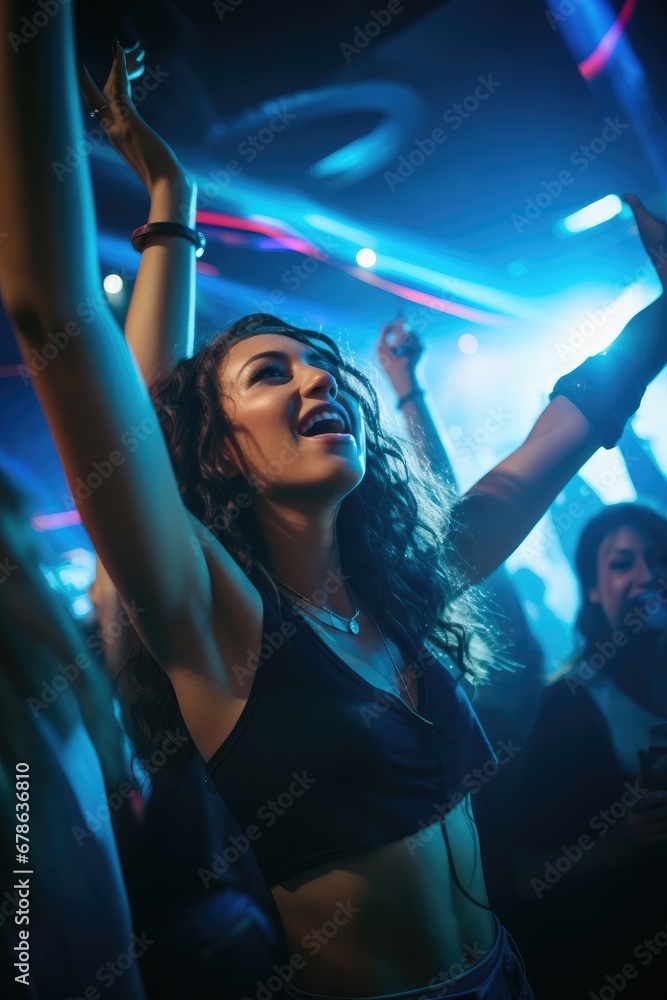 A woman having a good time at the night club A woman having a good time at the night club