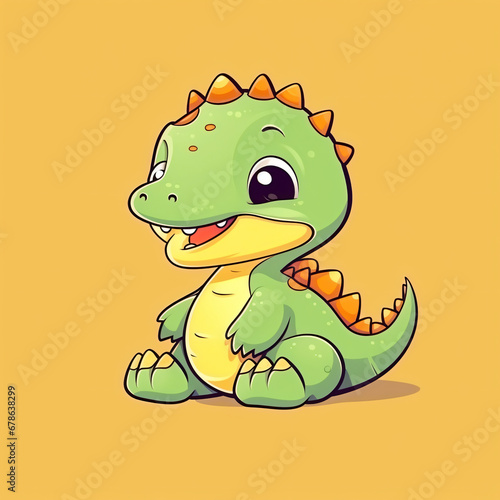 Cute dinosaur cartoon character