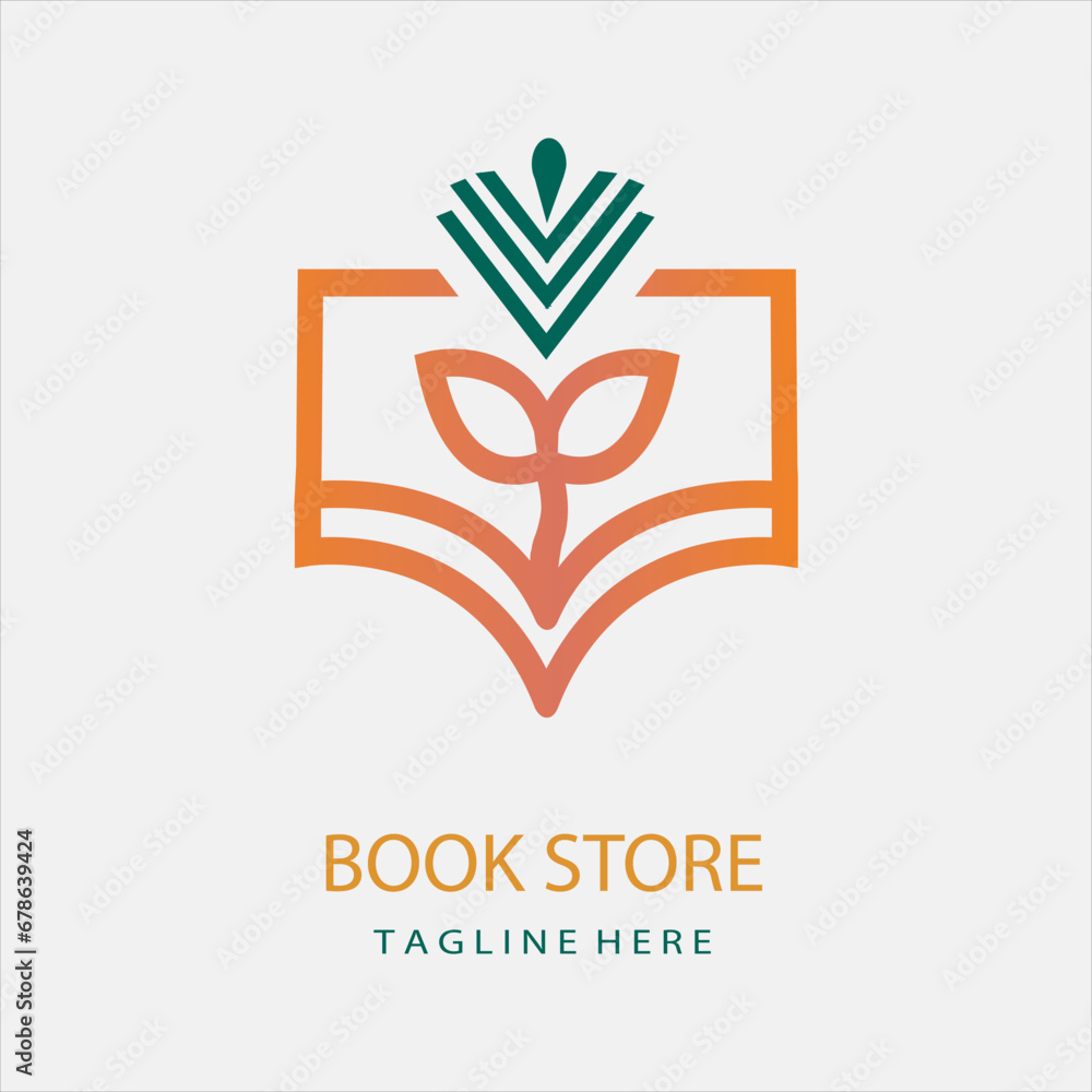 book logo design vector for book company, bookstore, publisher, library, book fairy, book shop, school,university, college. Open book and Education Logo template.