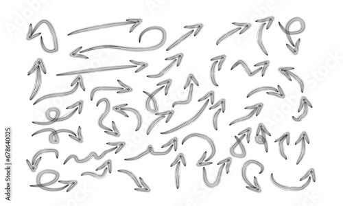 Hand drawn arrow collection design. Set simple arrows isolated on white background. Arrow sign icon. Arrow paint - stock vector