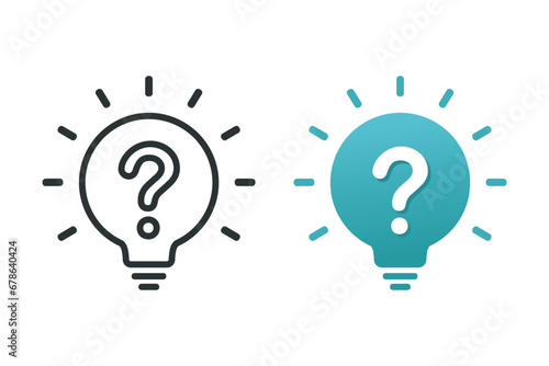Hint questions, lamp with question mark. Illustration vector