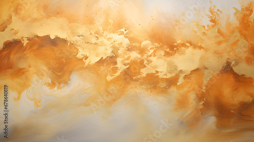 Unique creativity. Art&Gold. Inspired by the Sky. Abstract painting with golden swirls background. Generative Ai. © tfk