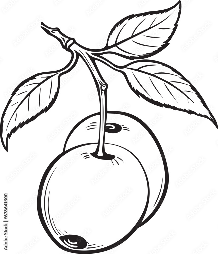 Cherry fruit icon, black monochrome style