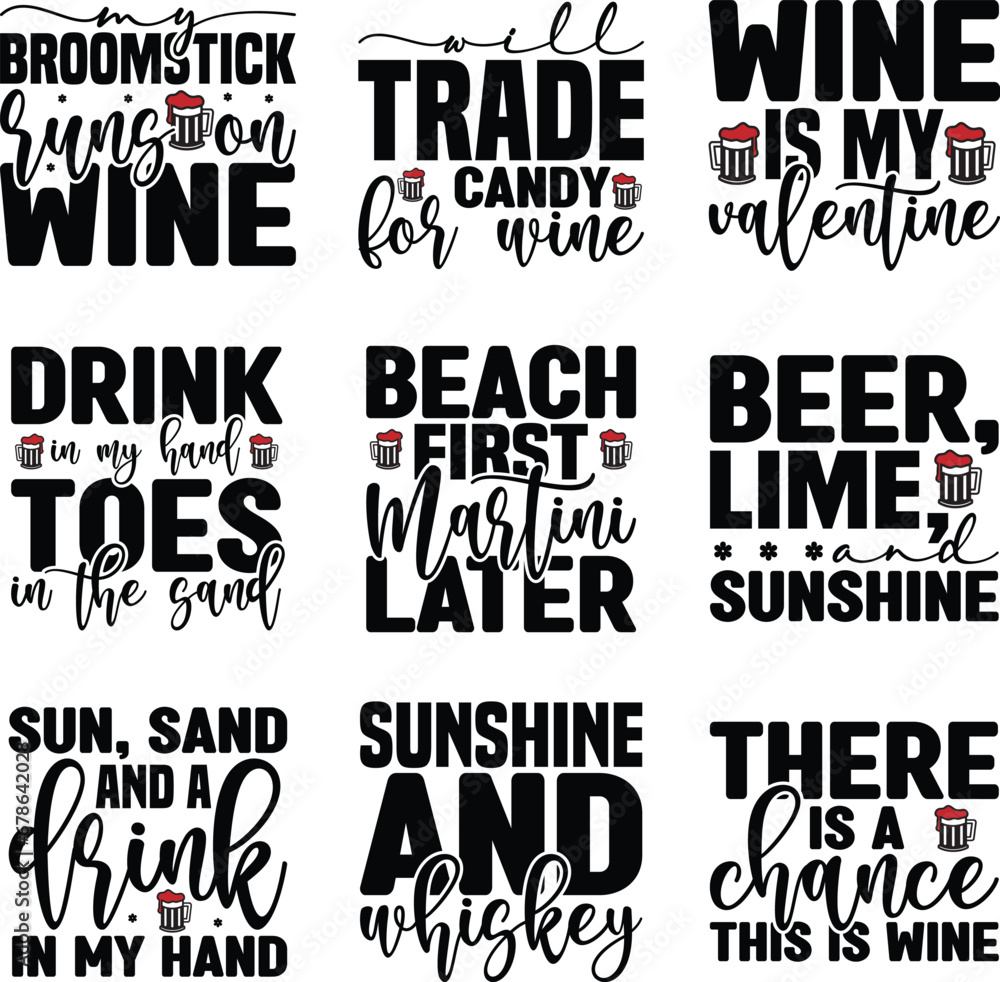 Obraz premium Valentine Wine svg design bundle and digital download