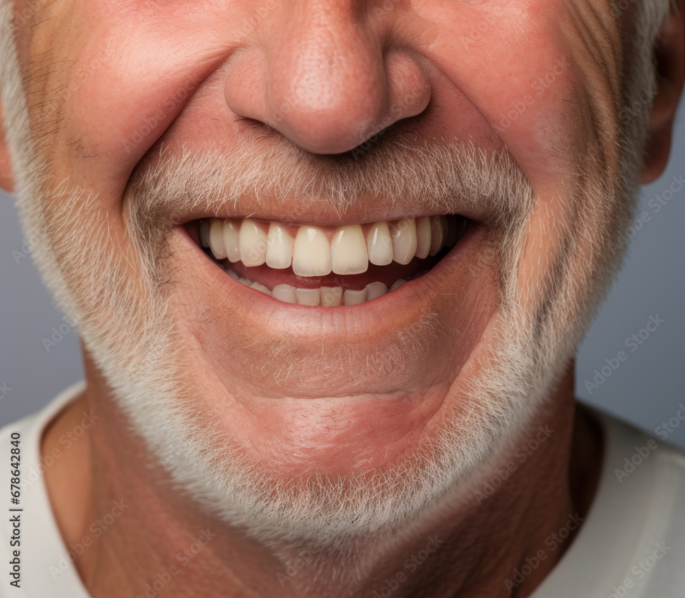Fototapeta premium Serenity in Senescence: Grandfather's Enduring Dental Glow